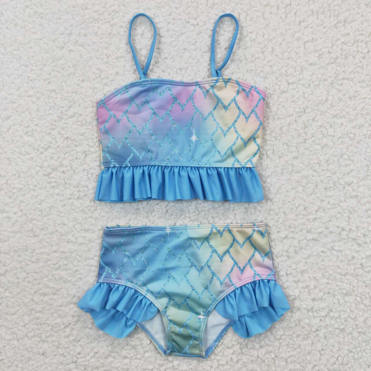 S0061 Blue Girls Swimming Bathing Suits Swimsuits