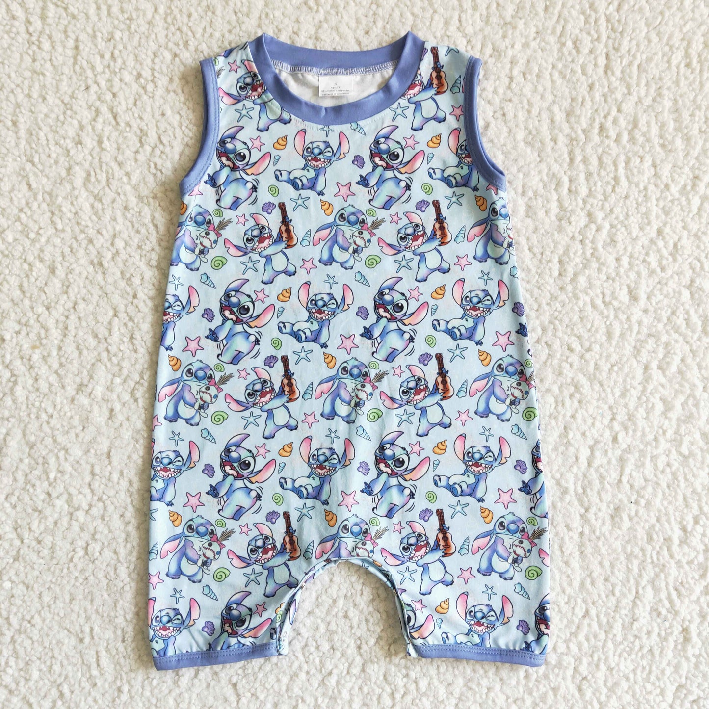 promotion RTS SR0009 Guitar Blue Cartoon Boys Sleeveless Romper