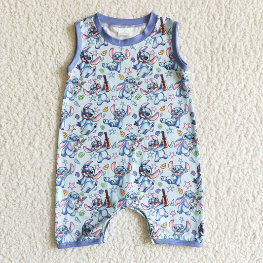 promotion RTS SR0009 Guitar Blue Cartoon Boys Sleeveless Romper