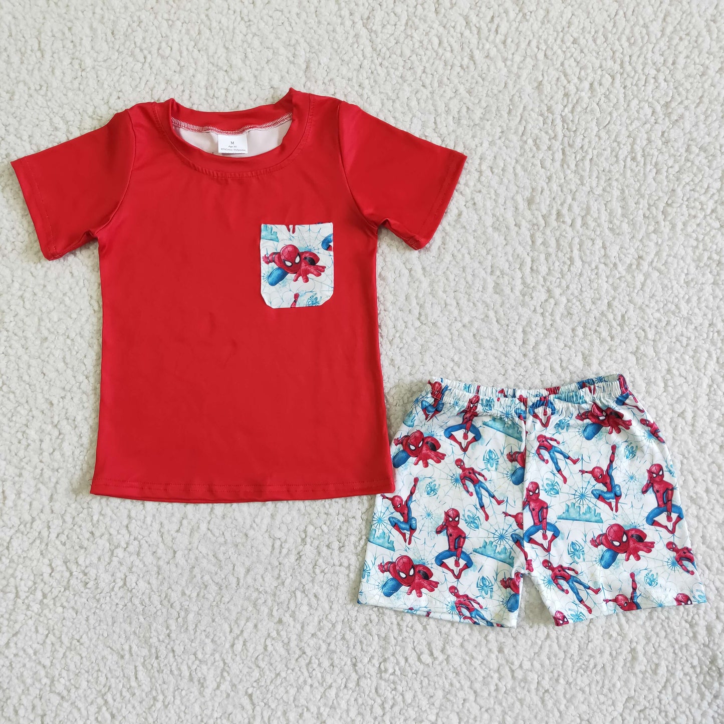 promotion RTS BSSO0009 Red Blue Movies Hero Spider Cartoon Boys Short Sleeve Shorts Outfits