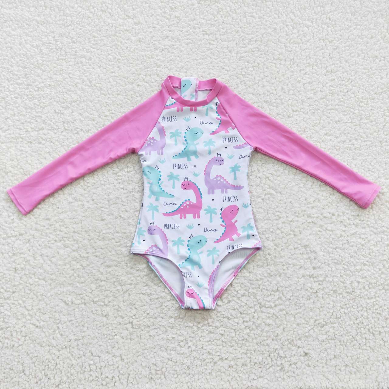 S0076 Pink Dinosaur Girls Swimming Bathing Suits Swimsuits