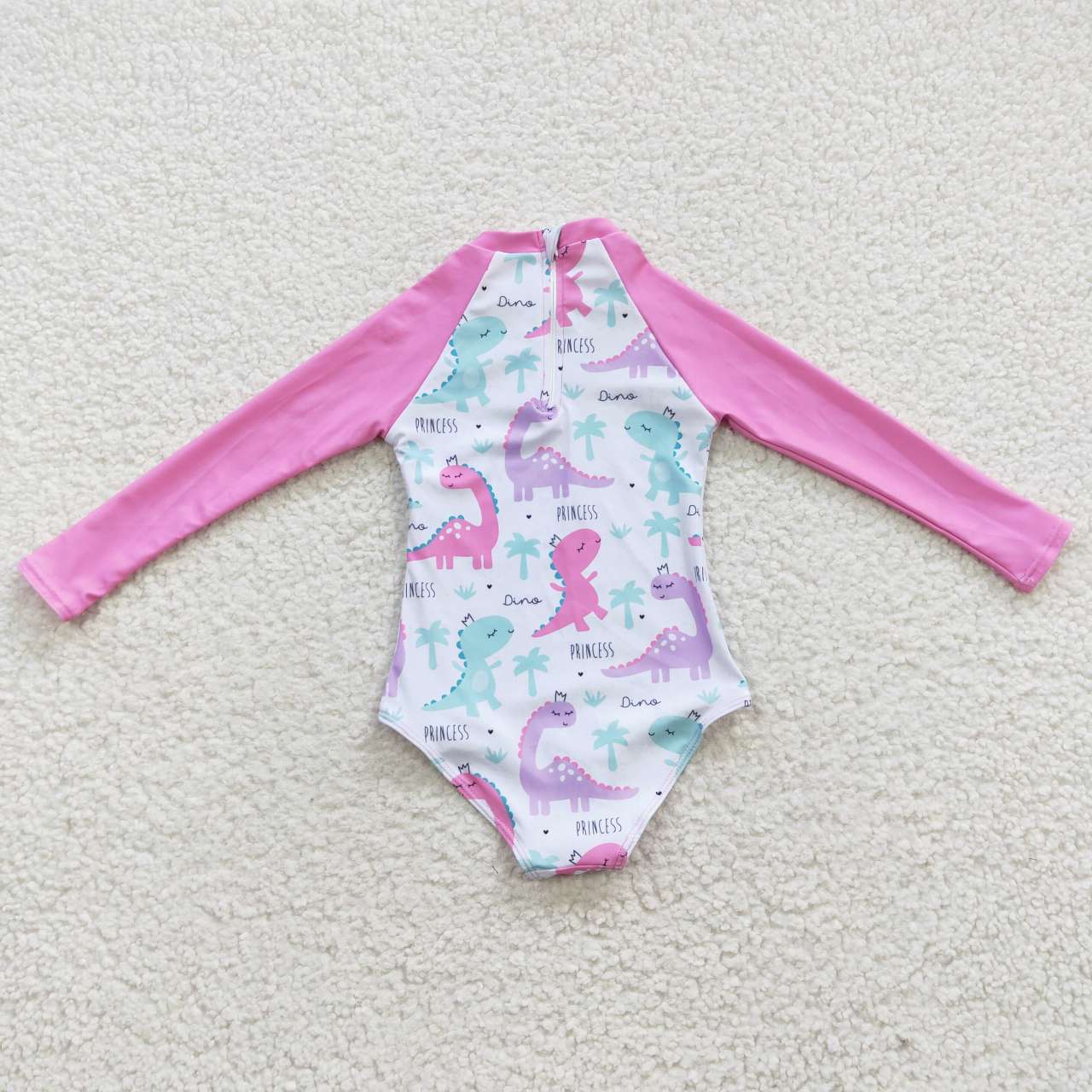 S0076 Pink Dinosaur Girls Swimming Bathing Suits Swimsuits