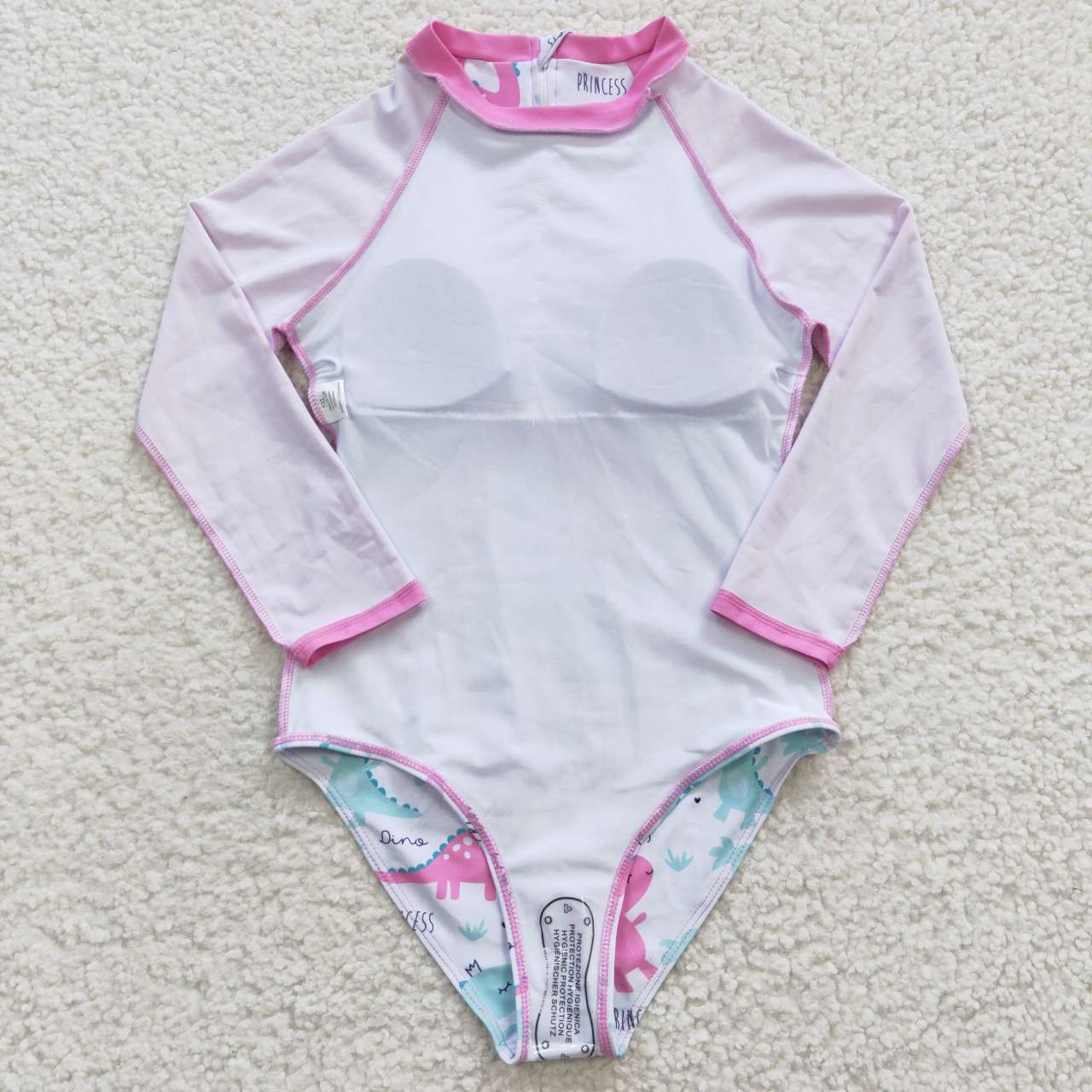 S0076 Pink Dinosaur Girls Swimming Bathing Suits Swimsuits