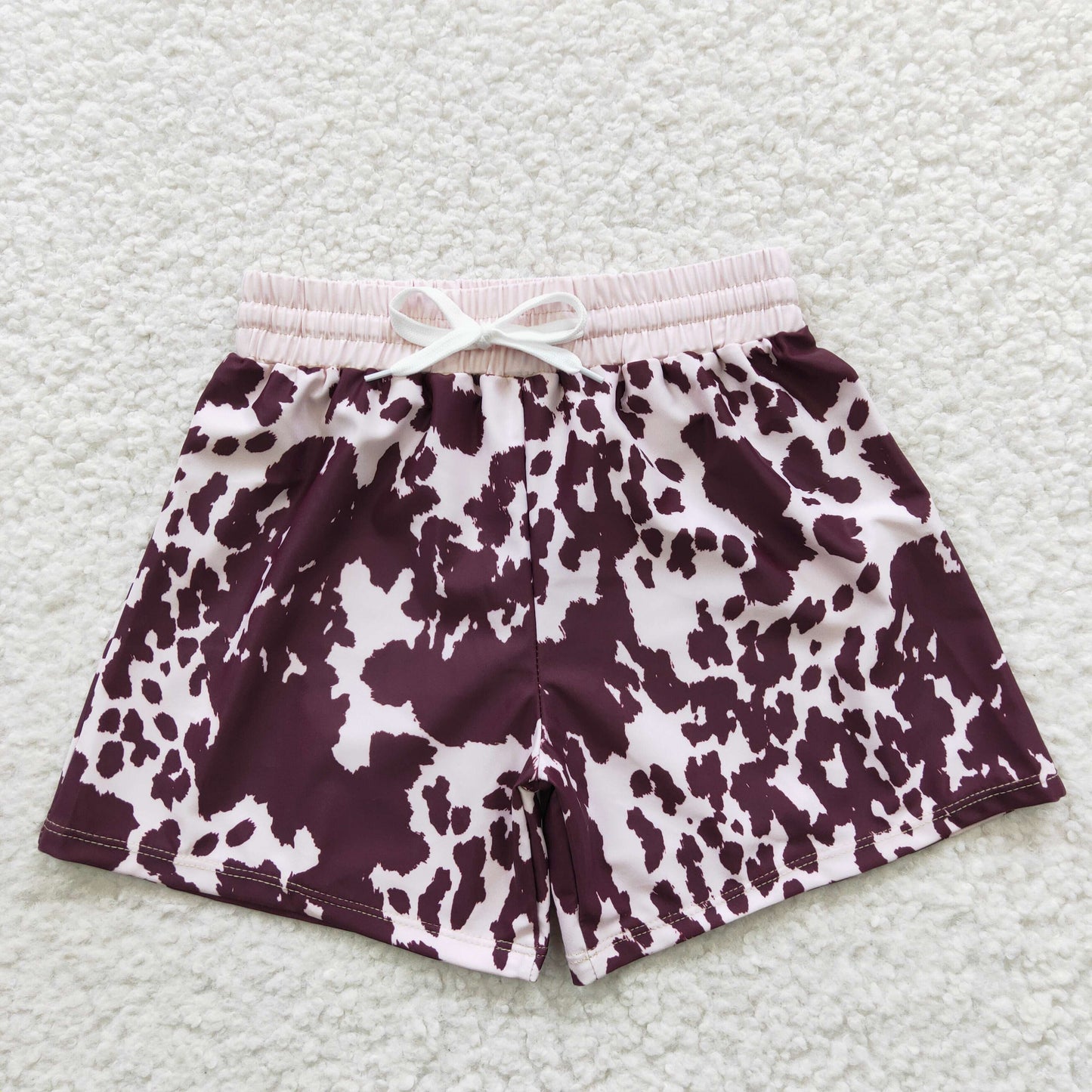 S0130 Brown Leopard Boys Bathing Suits Swimsuits Swimming Trunks