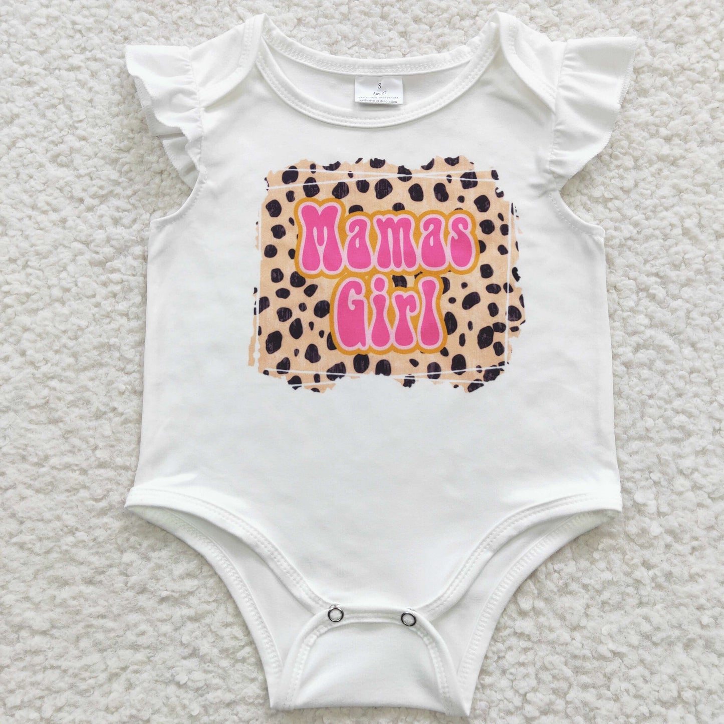 SR0308 Mamas Girl Pink Leopard Girls Short Sleeve Romper