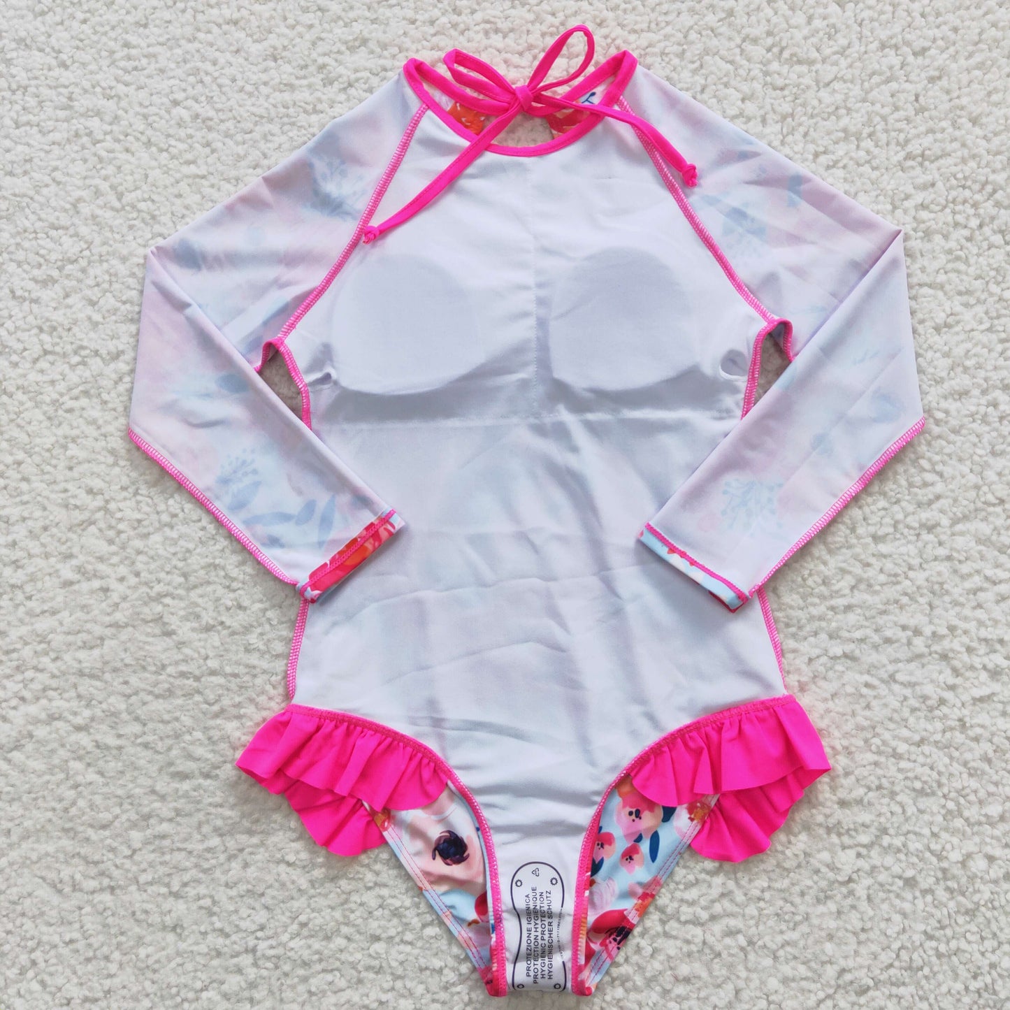 S0083 Pink Floral Girls Swimming Bathing Suits Swimsuits