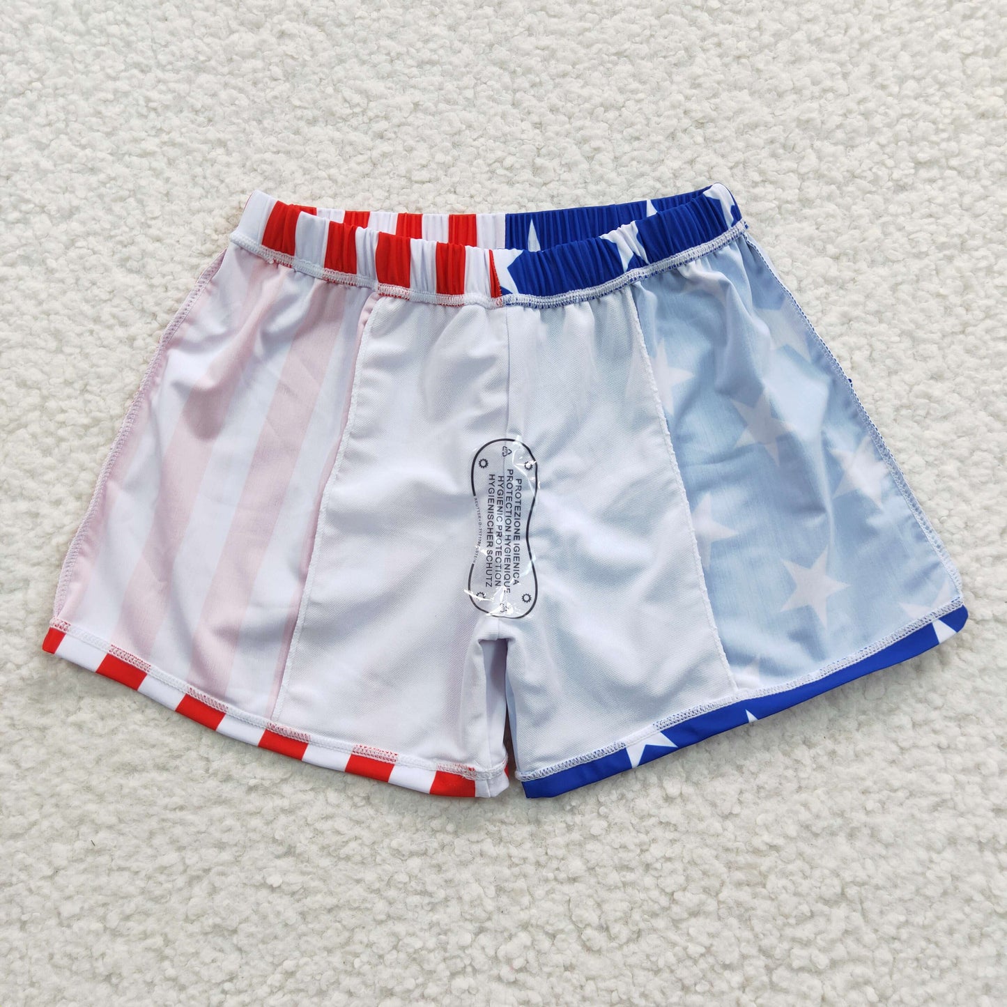S0089 4th Of July Red Blue Starts Boys Bathing Suits Swimsuits Swimming Trunks