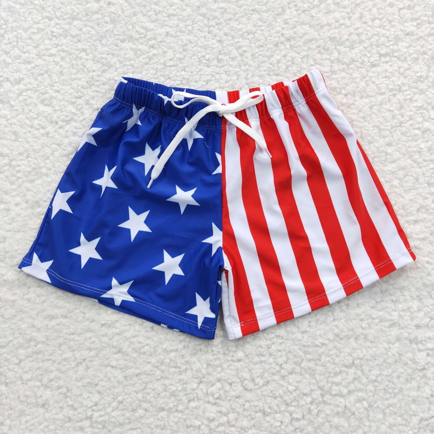 S0089 4th Of July Red Blue Starts Boys Bathing Suits Swimsuits Swimming Trunks