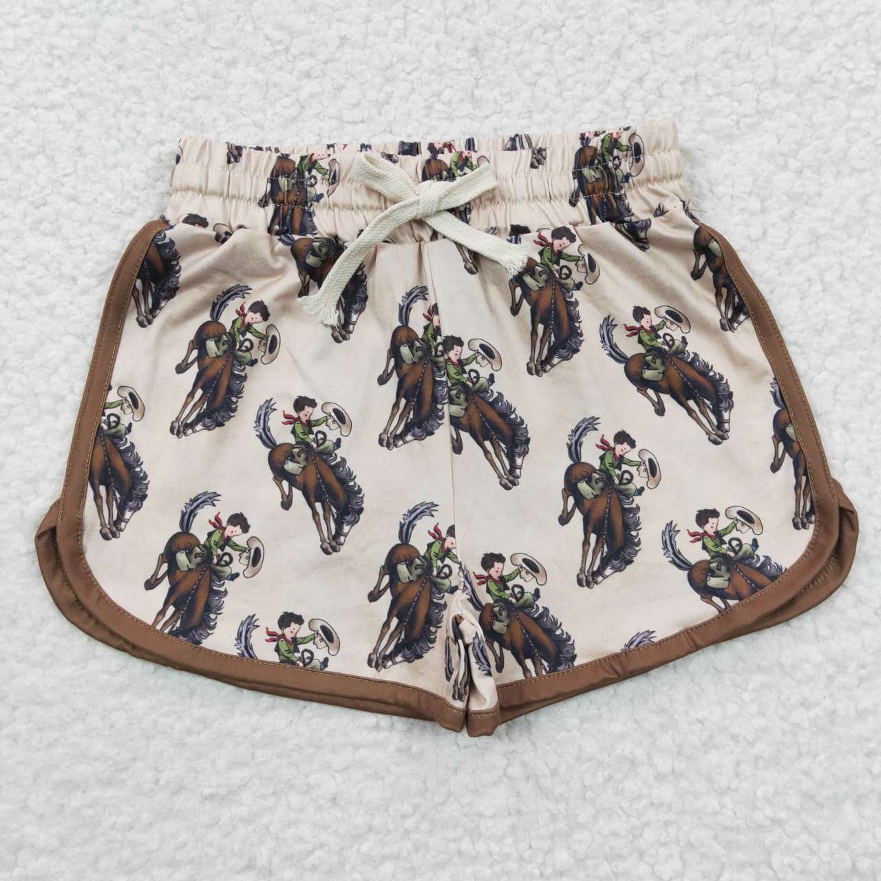 SS0088 Brown Cowboy Rodeo Western Girls Shorts Pants