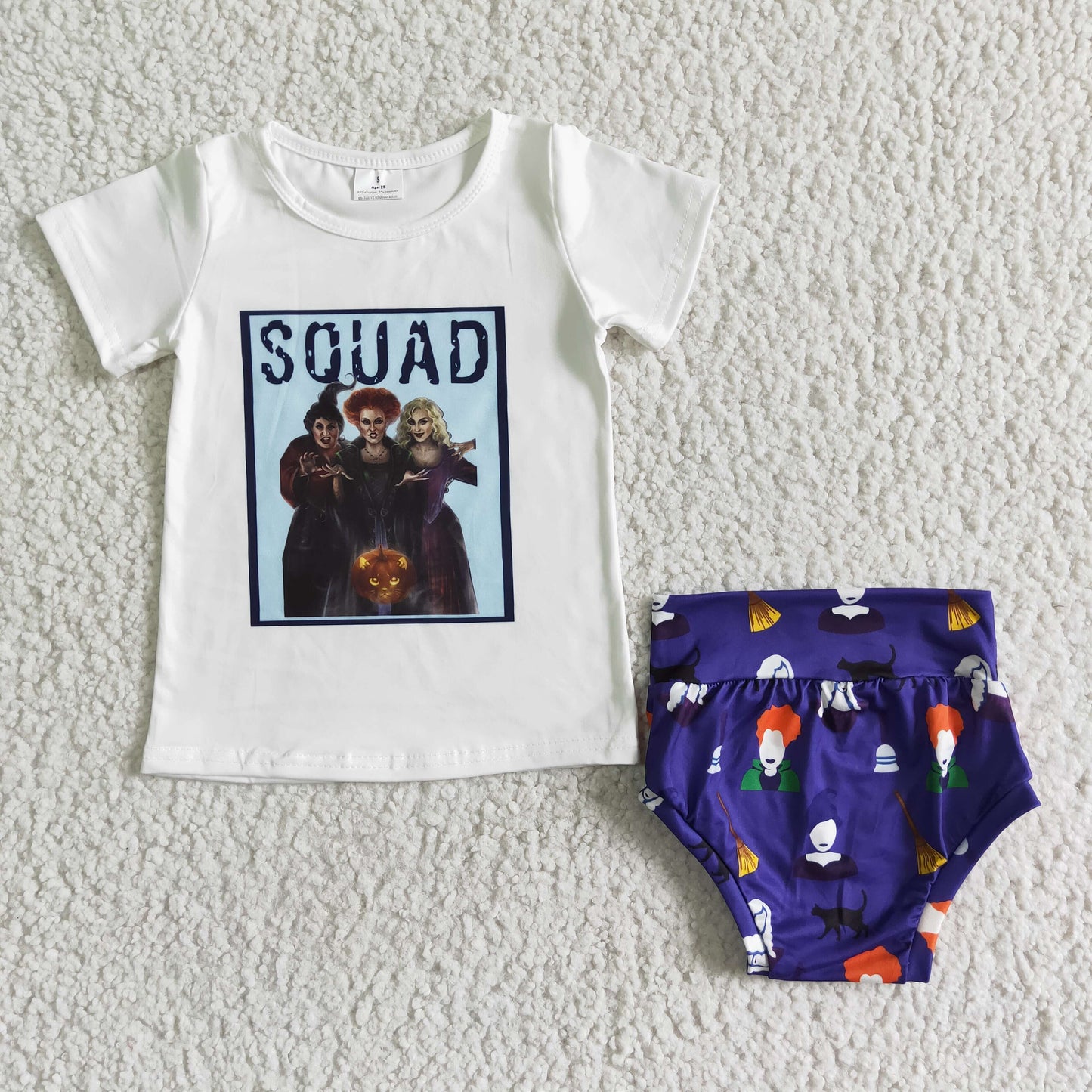 Promotion RTS D8-3 Purple Blue Cartoon Girls Short Sleeve Bummies Outfits