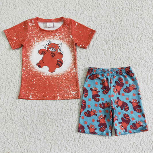 Promotion RTS BSSO0045 Red Blue Cartoon Boys Short Sleeve Shorts Outfits