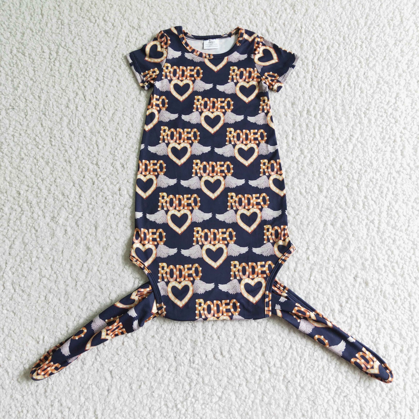 promotion RTS NB0006 Rodeo Love Print Girls Short Sleeve Newborn Night Robe