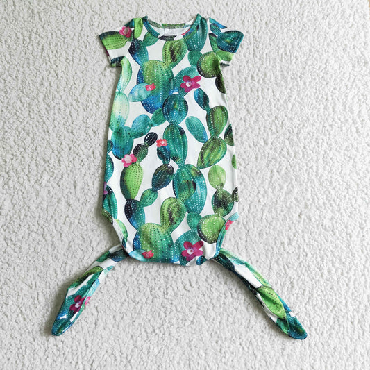 promotion RTS NB0007 Green Cactus Girls Short Sleeve Newborn Night Robe