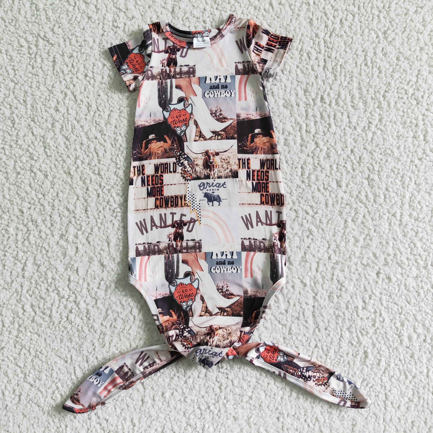 promotion RTS NB0009 Highland Cows Cowboys Western Girls short Sleeve Newborn Night Robe
