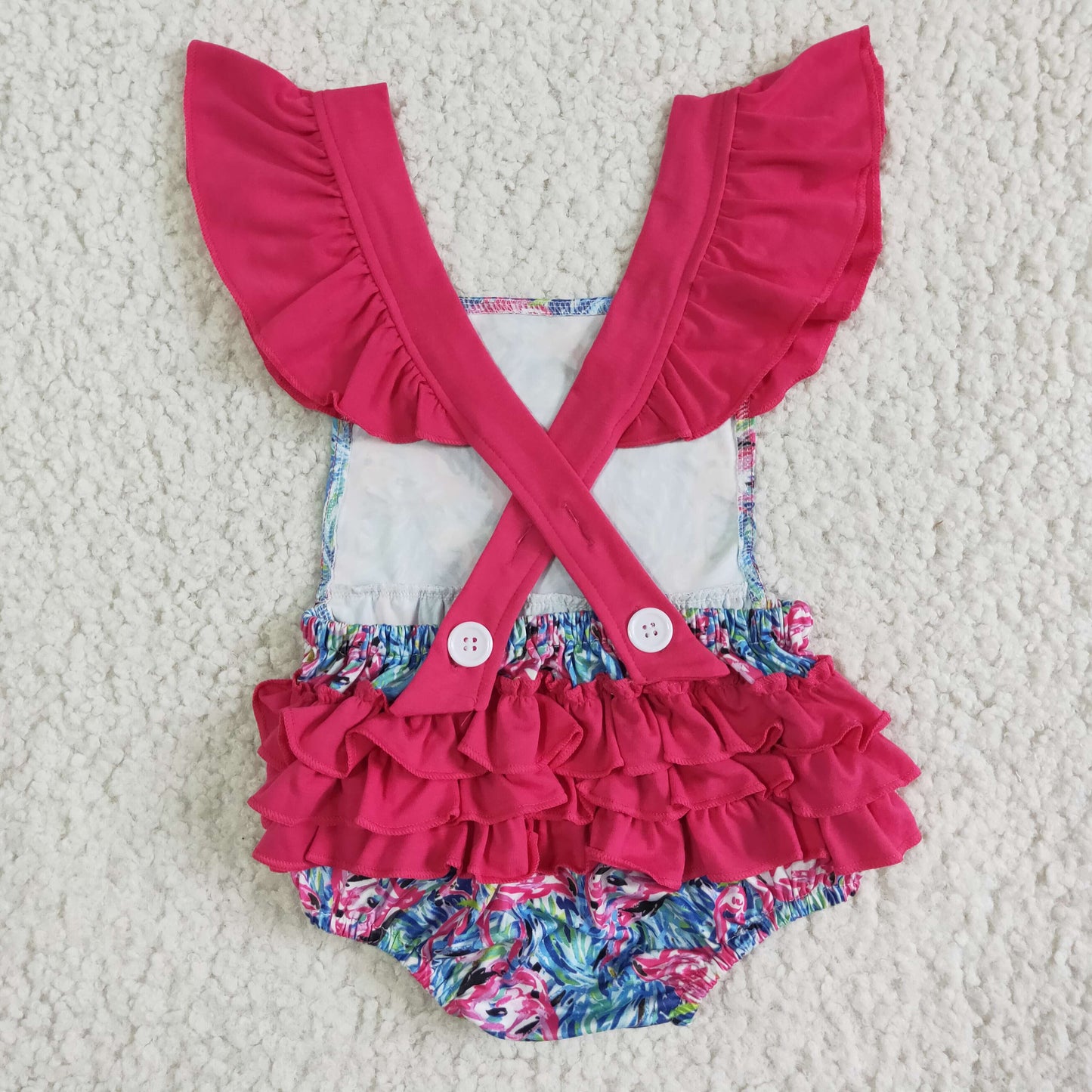 promotion RTS SR0038 Pink Purple Blue Flamingo Girls Short Sleeve Romper