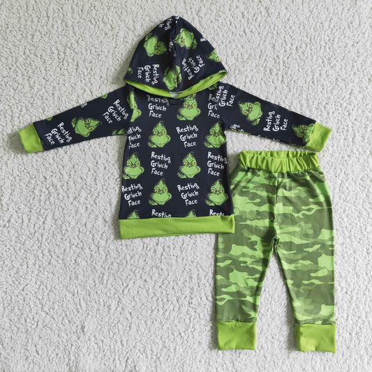 Clearance 6 A6-26 Christmas Green Cartoon Boys Long Sleeve Hoodies Outfits