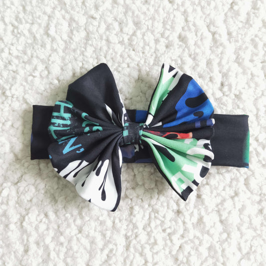 Promotion RTS LR0031 Halloween Ghost Scream With Bow 3pcs Girls Long Sleeve Bummies Outfits