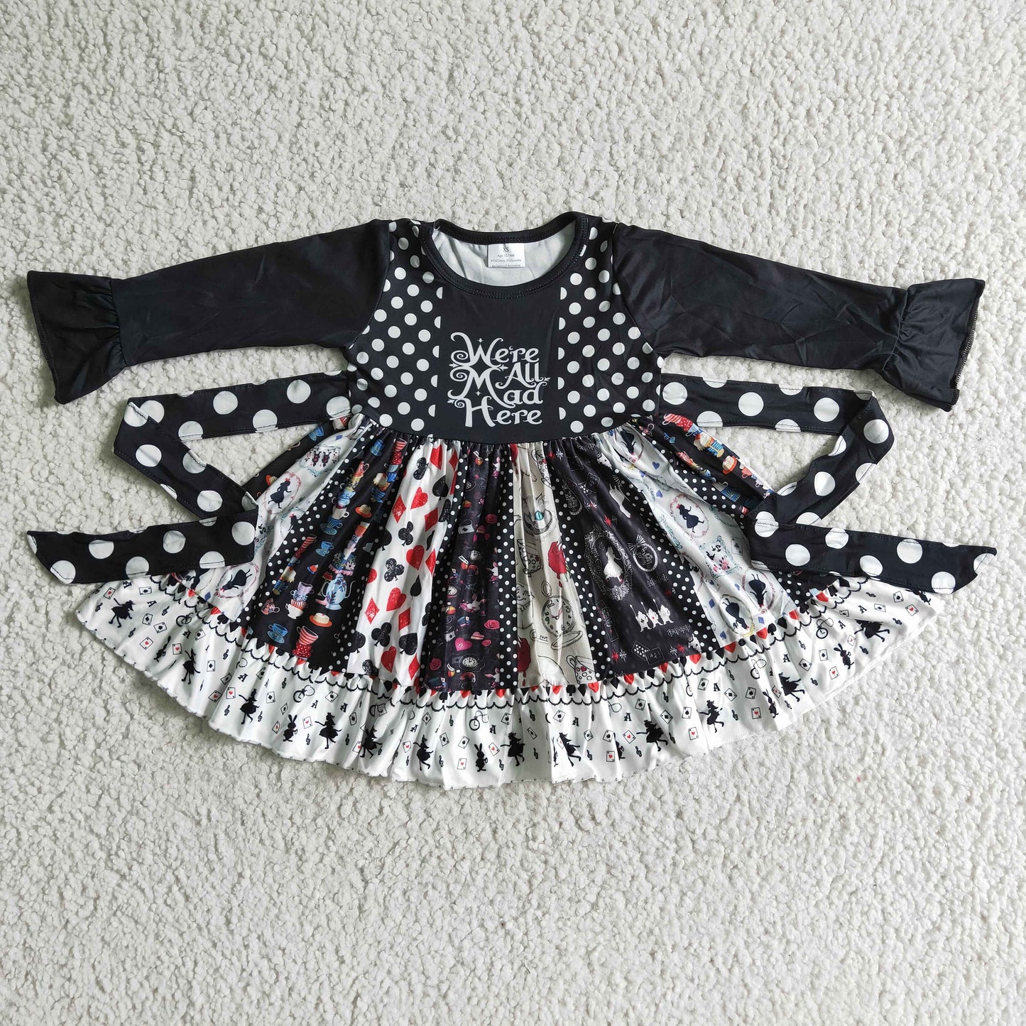 Clearance 6 A12-11 Halloween Black Cartoon Girls Belt Patchwork Sleeveless Dresses