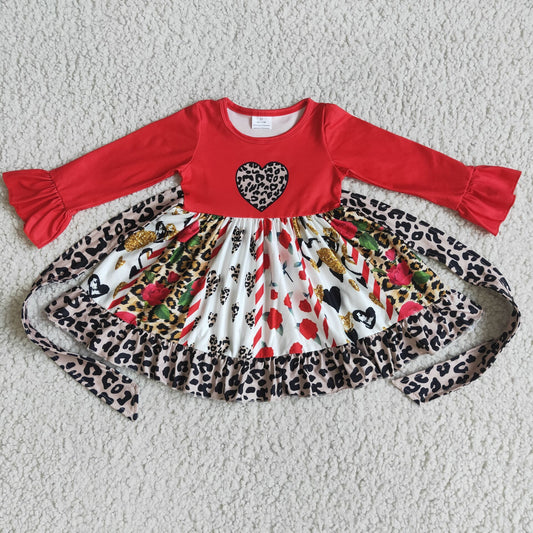 Clearance 6 A13-30 Valentine's Leopard Print Twirl Dress