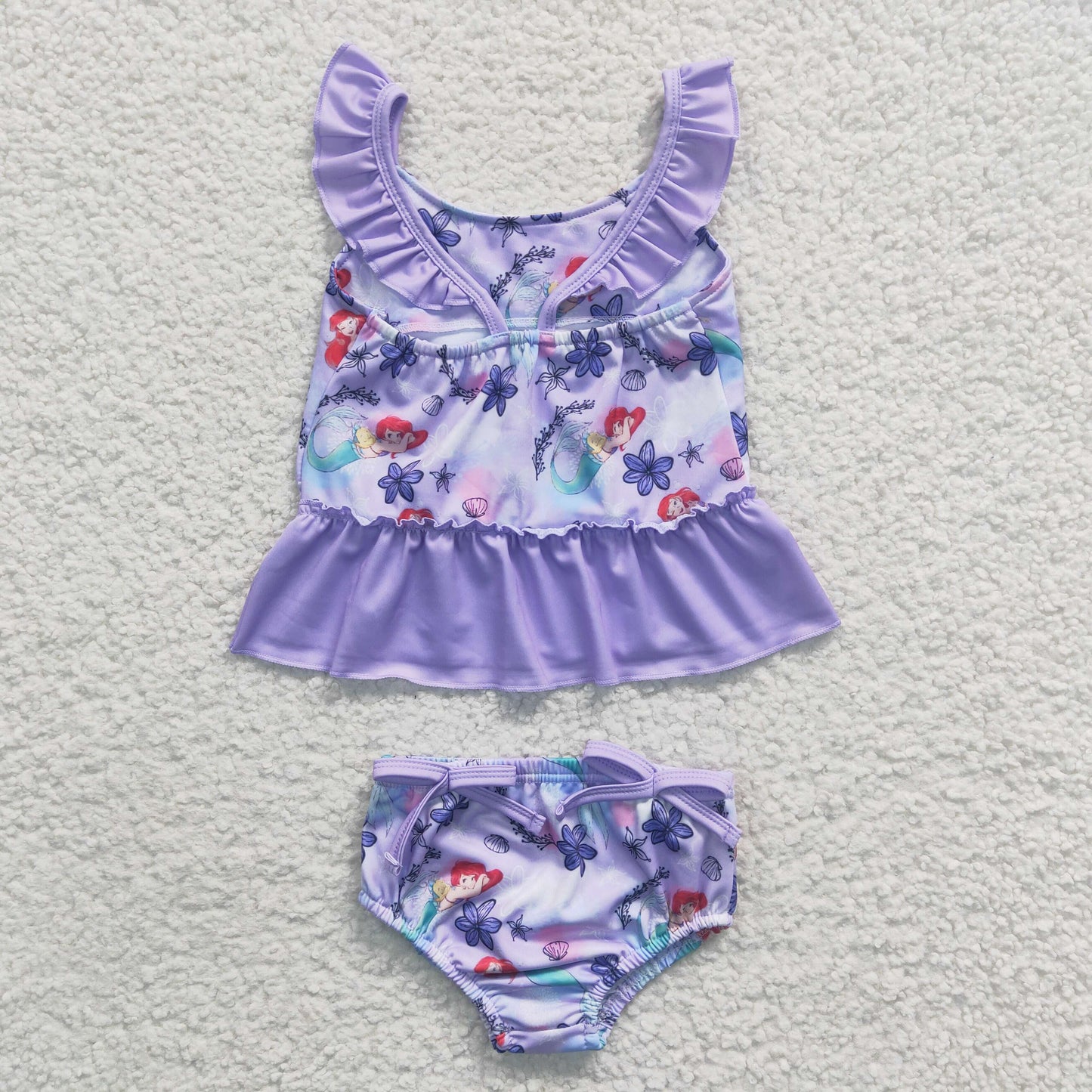 S0037 Purple Mermaid Girls Swimming Bathing Suits Swimsuits