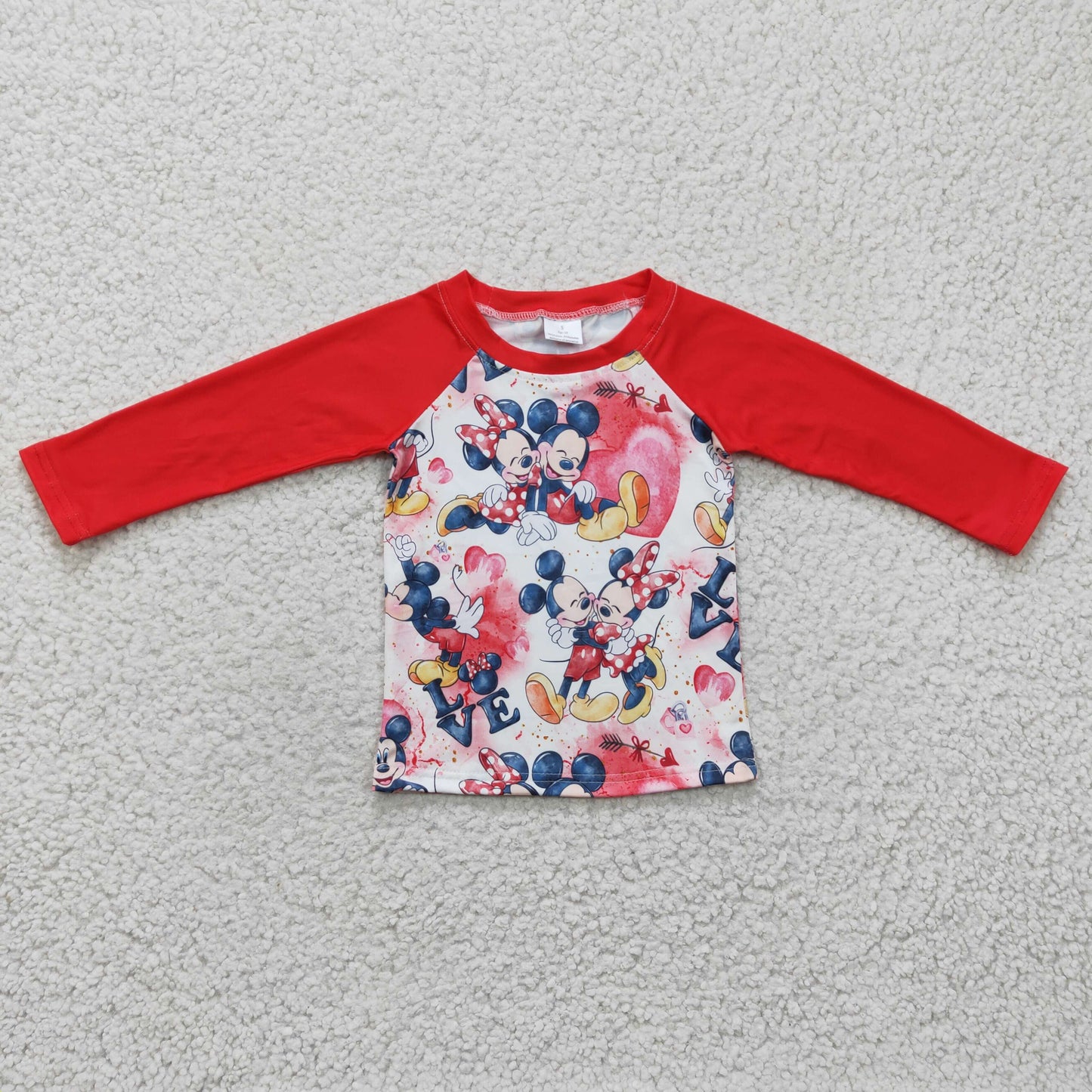 BT0157 Valentine Red Love M Cartoon Boys Long Sleeve Top T-shirts