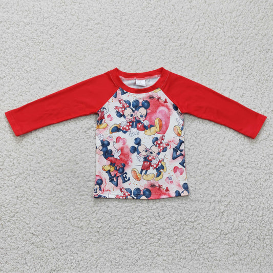 BT0157 Valentine Red Love M Cartoon Boys Long Sleeve Top T-shirts