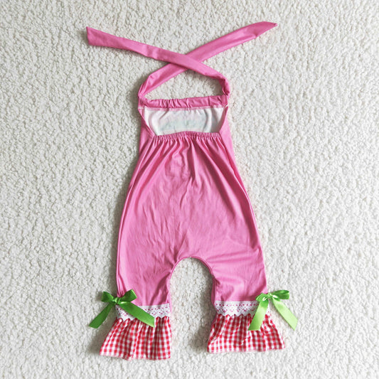promotion RTS B10-30 Hot Pink Cartoon Girls Sleeveless Romper