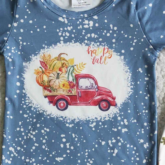 Long Sleeve Bleach Design Fall Truck Pumpkin Trousers Casual Kids Clothing Outfits