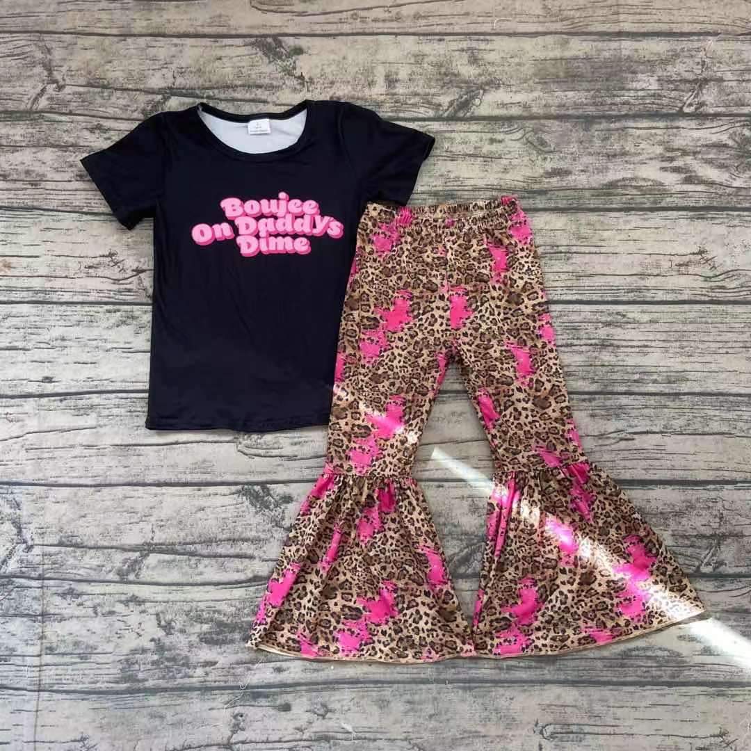Hot Sale Leopard Print Bell-bottom Pants Adorable Kids Outfits
