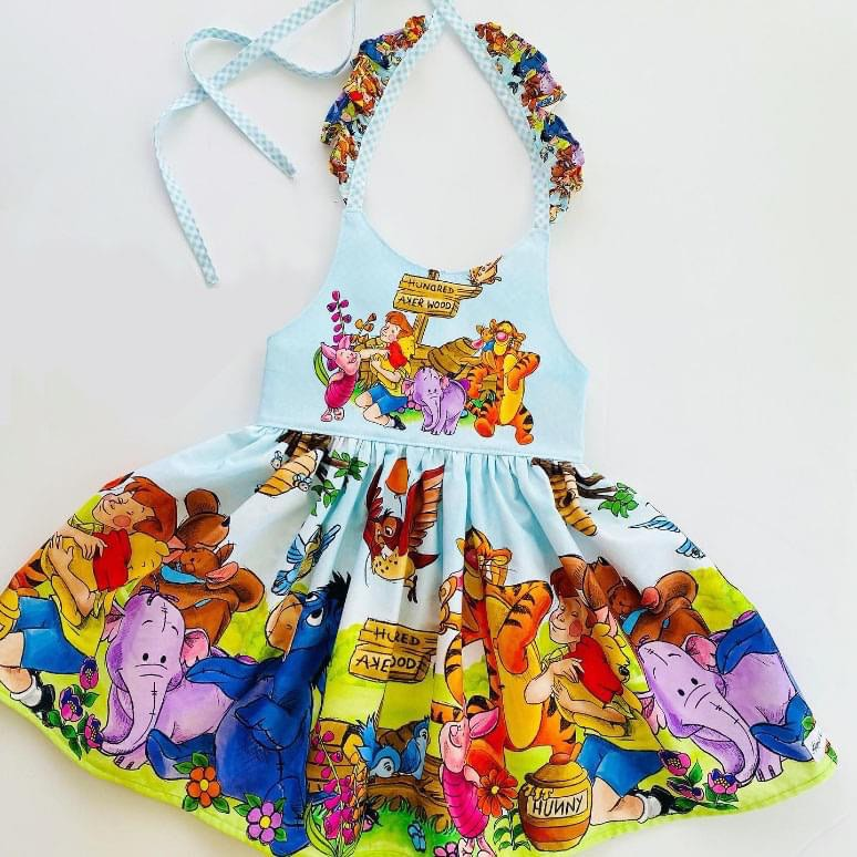 GSD0271 Blue Cartoon Lion Girls Short Sleeve Dresses