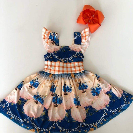 Fall Pumpkin Print Twirl Dress