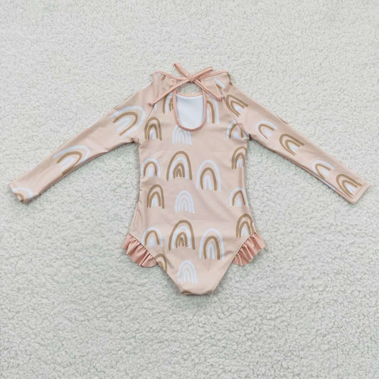 S0086 Pink Rainbow Girls Swimming Bathing Suits Swimsuits