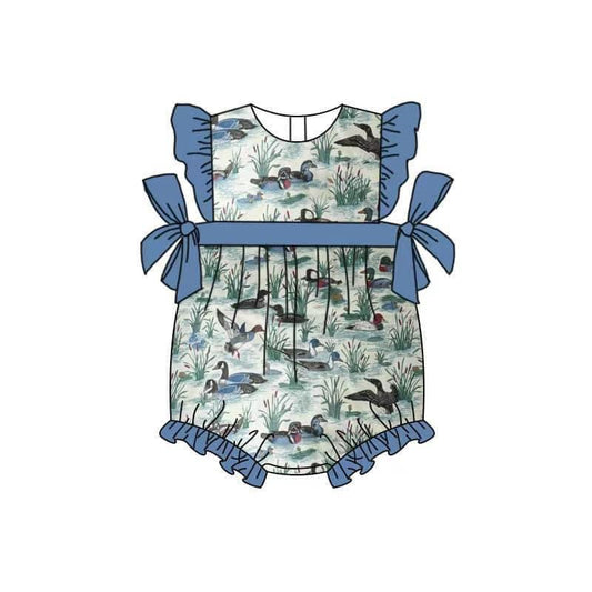 Duck Print Baby Girls Romper