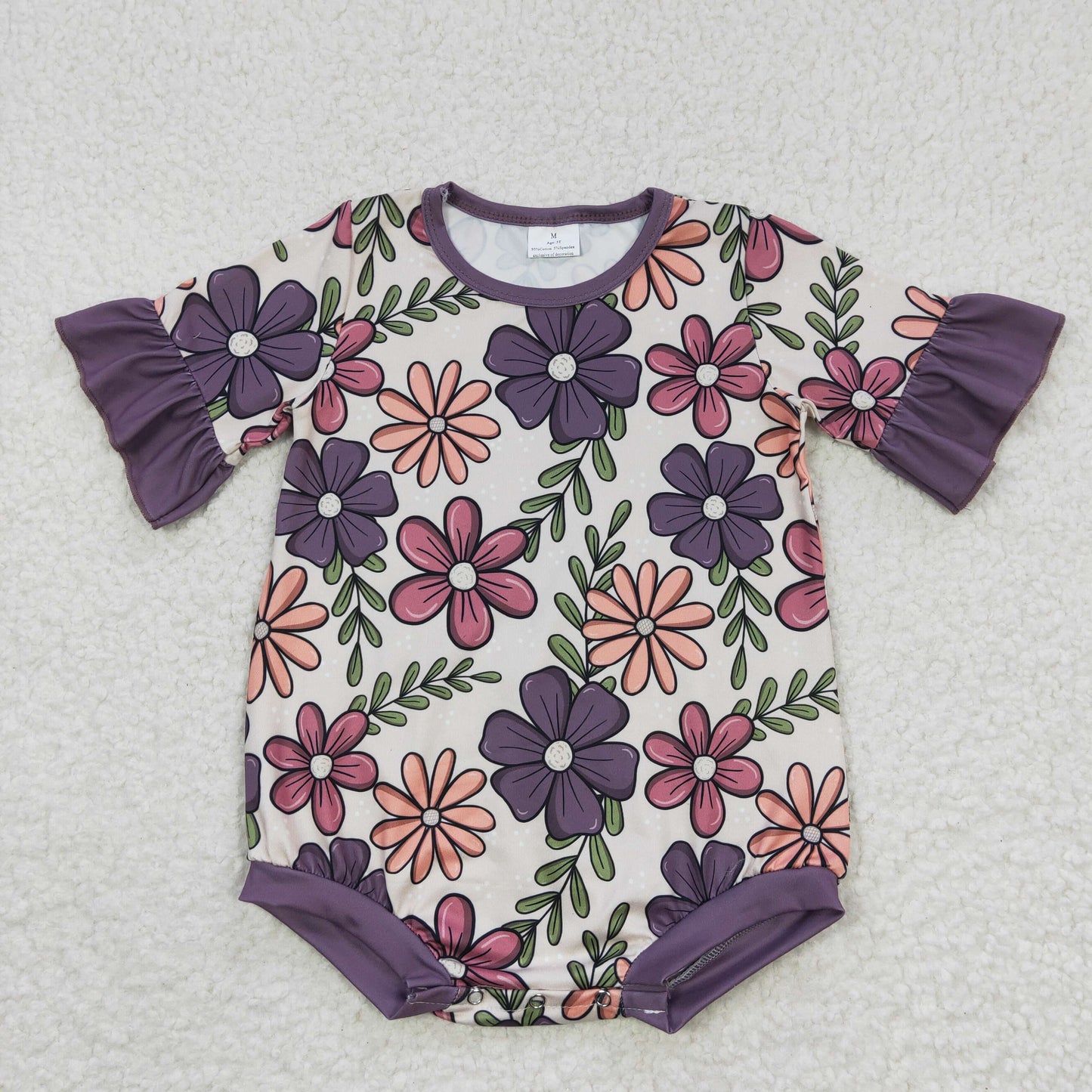 promotion RTS SR0168 Floral Flower Season Girls Short Sleeve Romper