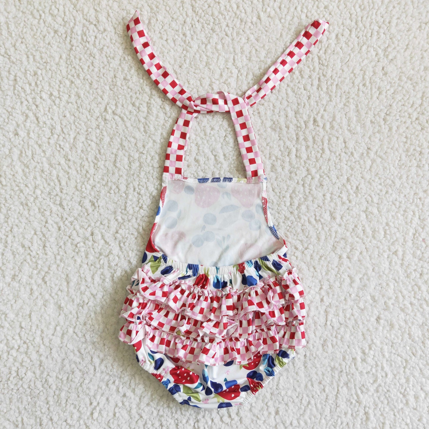 promotion RTS A15-3 Strawberry Blueberry & Grape Fruits Red Blue Girls Sleeveless Romper