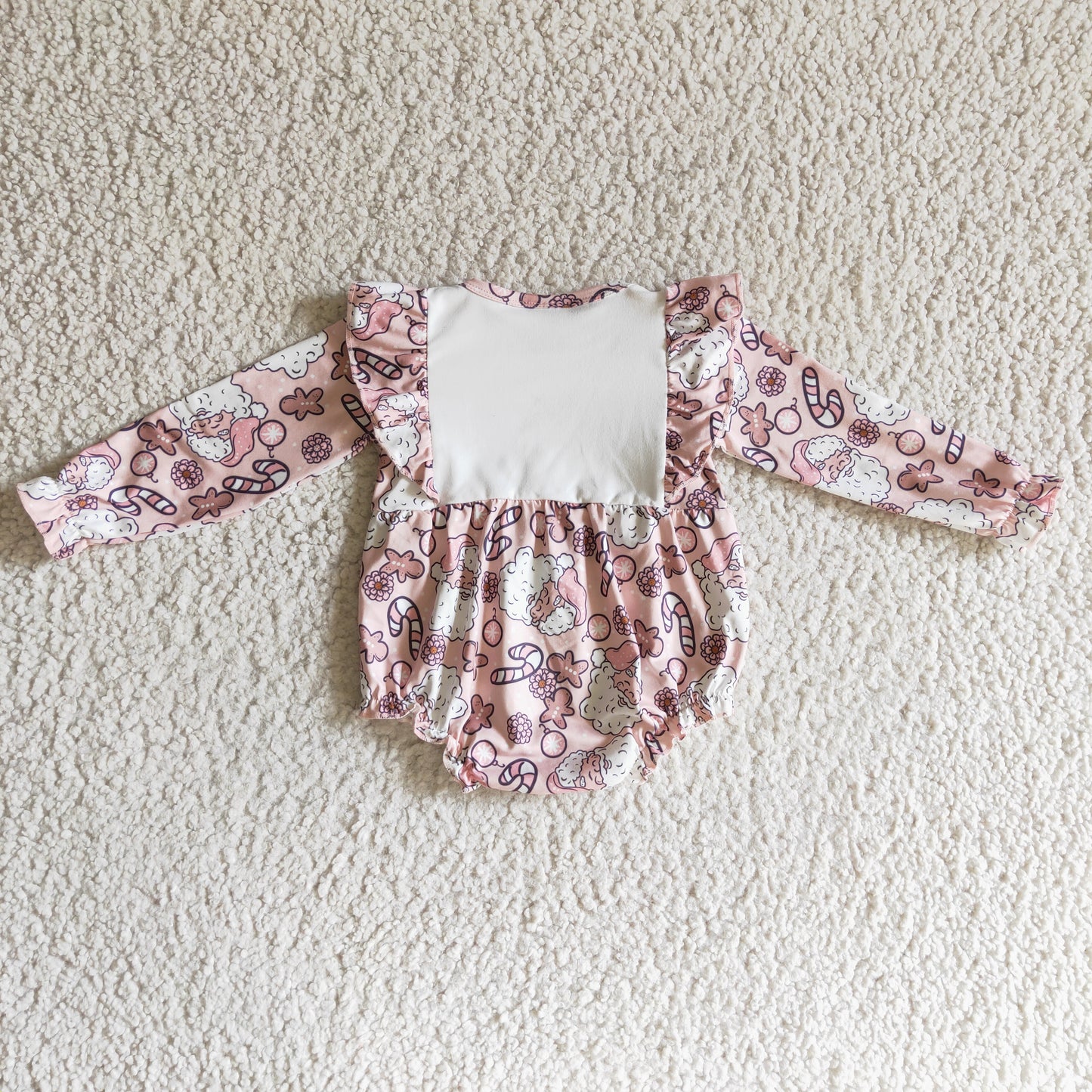 LR0206 Christmas Santa Pink Holly Jolly Babe Girls Long Sleeve Romper