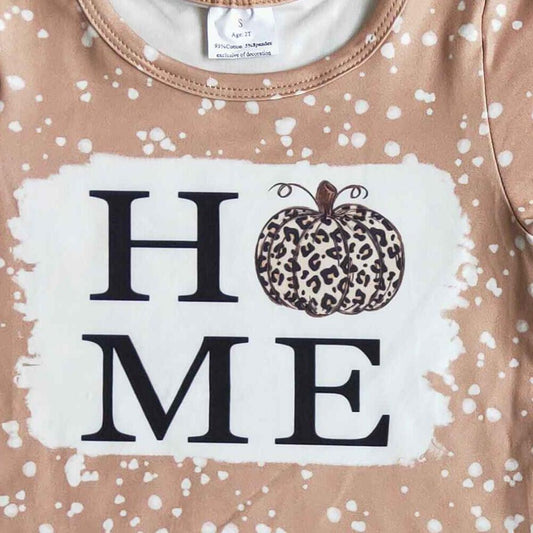 promotion RTS A10-13 Halloween Pumpkin Leopard Home Girls Short Sleeve Bell Bottom Pants Outfits