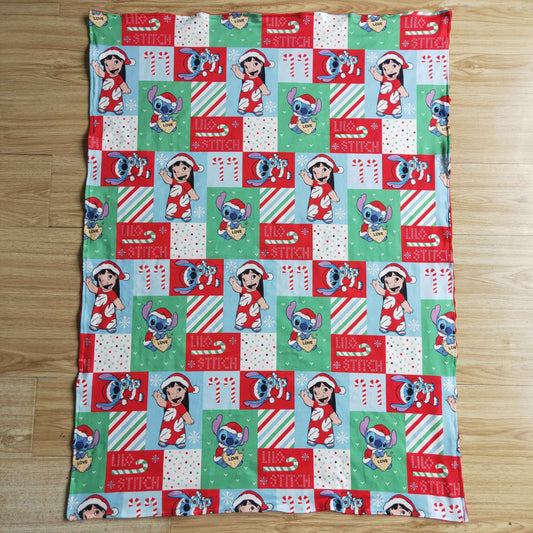BL0032 Christmas Red Green Blue Cartoon Print Blanket