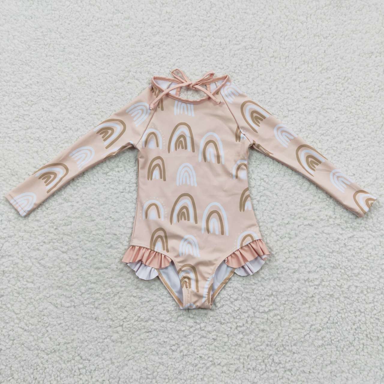 S0086 Pink Rainbow Girls Swimming Bathing Suits Swimsuits