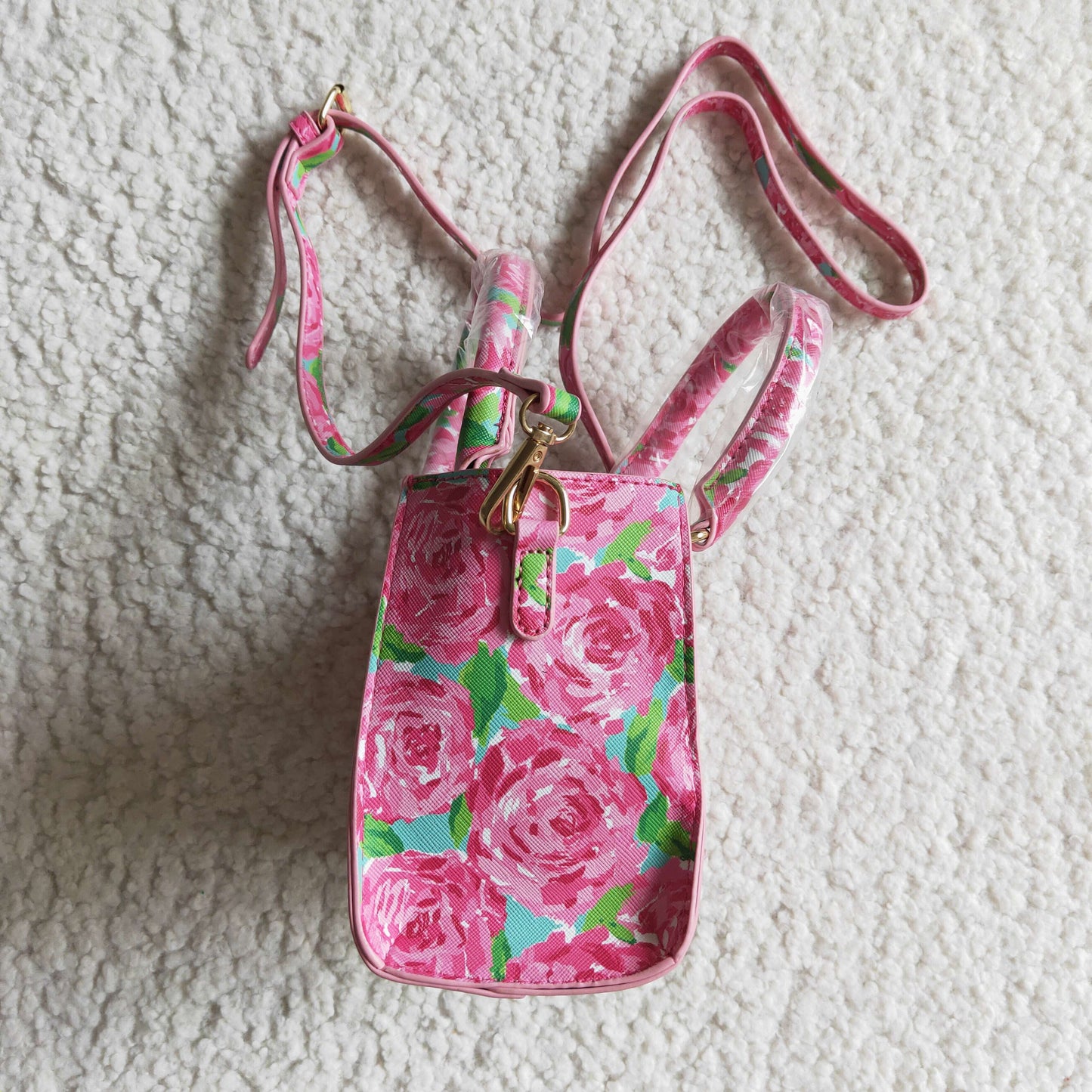 BA0024 Pink Floral Flower Print Little Bag Bagpack