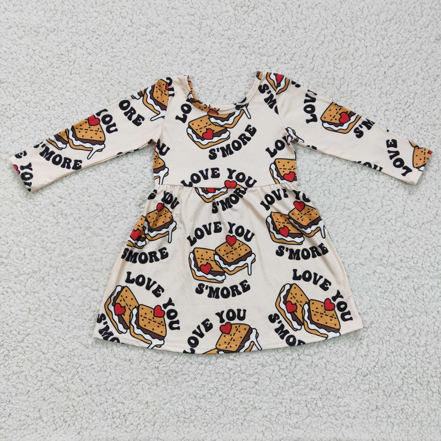 promotion GLD0168 Valentine Love You More Food Hamburger Yellow Girls Long Sleeve Dresses