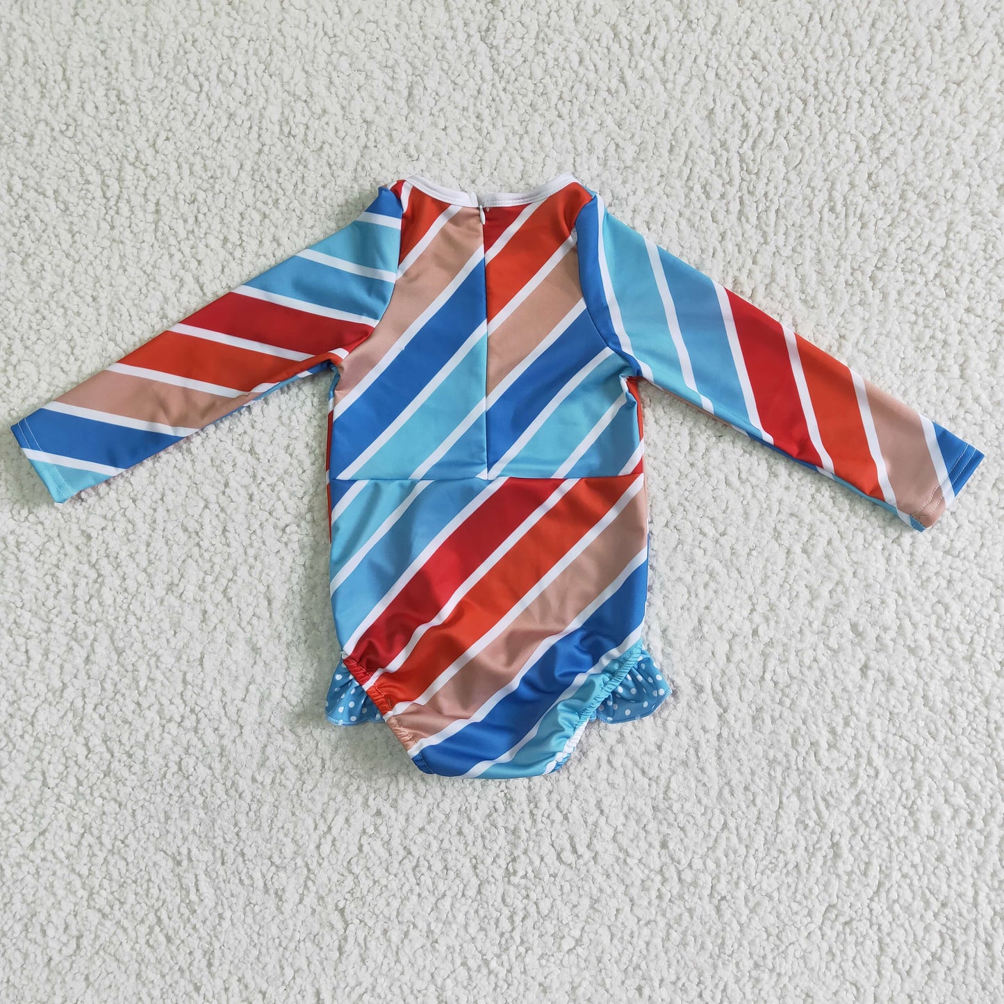S0007 Blue Red Striped Girls Swimming Bathing Suits Swimsuits