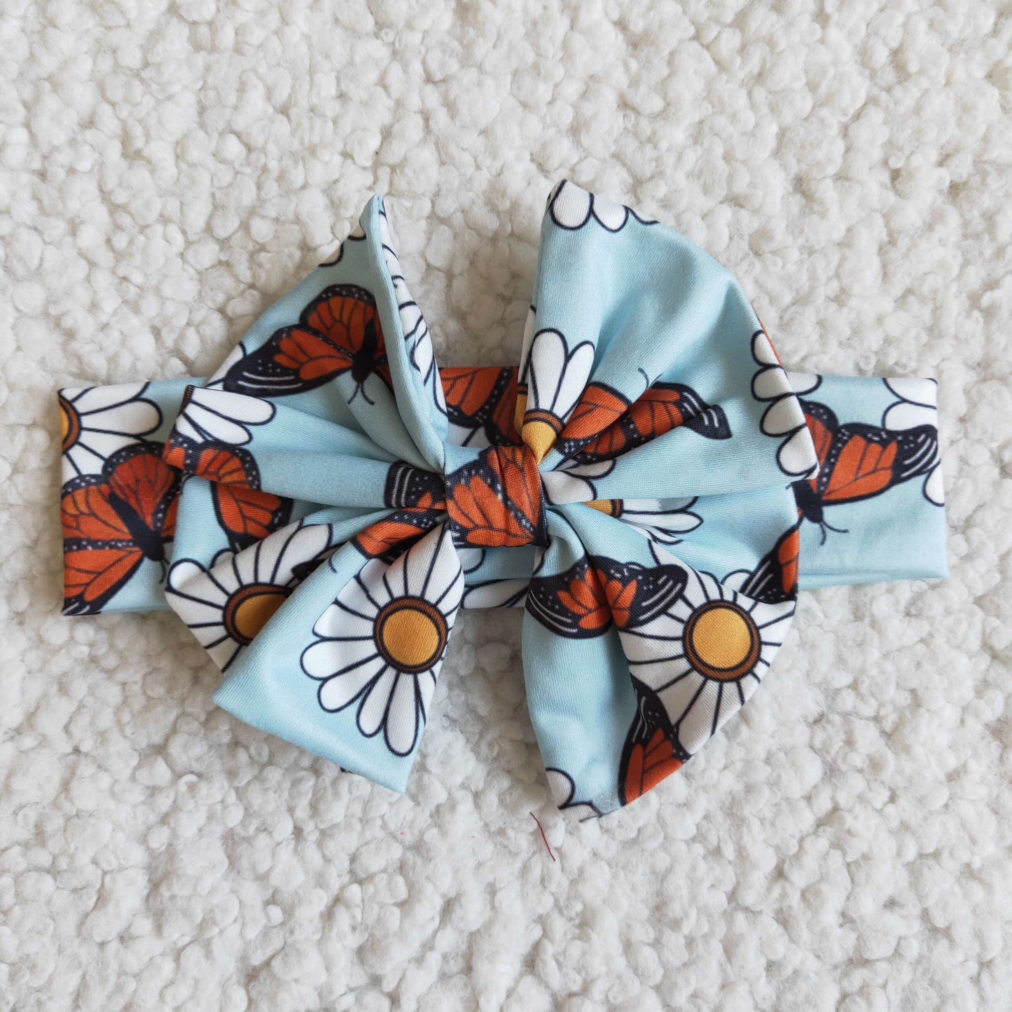 promotion RTS E7-28 Floral Butterfly All Good Things Are Wild & Free With Bow 3pcs Girls Short Sleeve Bell Bottom Pants Outfits