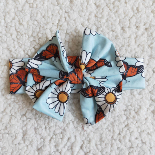 promotion RTS E7-28 Floral Butterfly All Good Things Are Wild & Free With Bow 3pcs Girls Short Sleeve Bell Bottom Pants Outfits