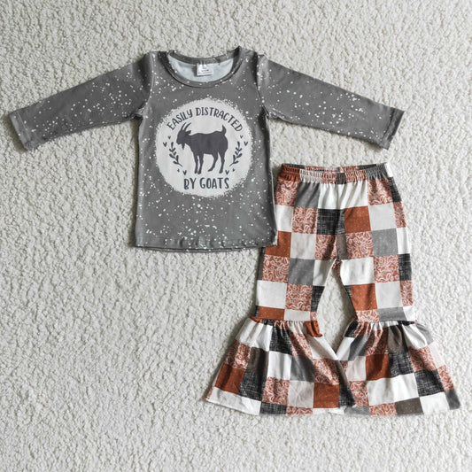 Clearance 6 A28-4 Grey Bleach Goat Girls Long Sleeve Bell Bottom Outfits