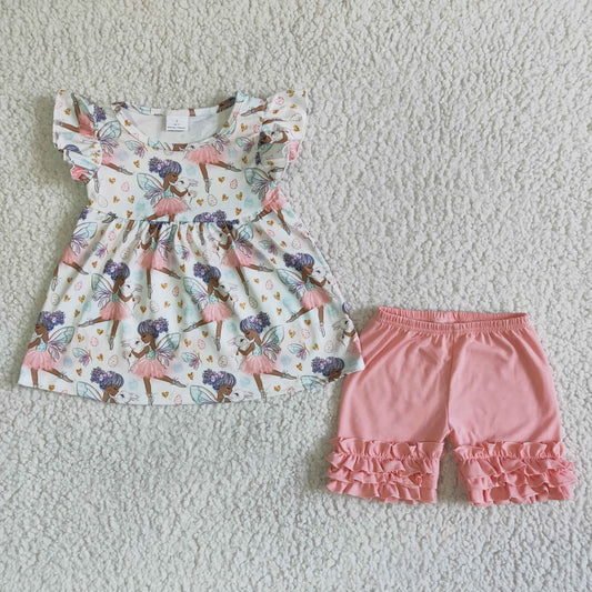 promotion RTS C0-13-3 Easter Rabbits Pink Dancer Girls Short Sleeve Shorts Outfits