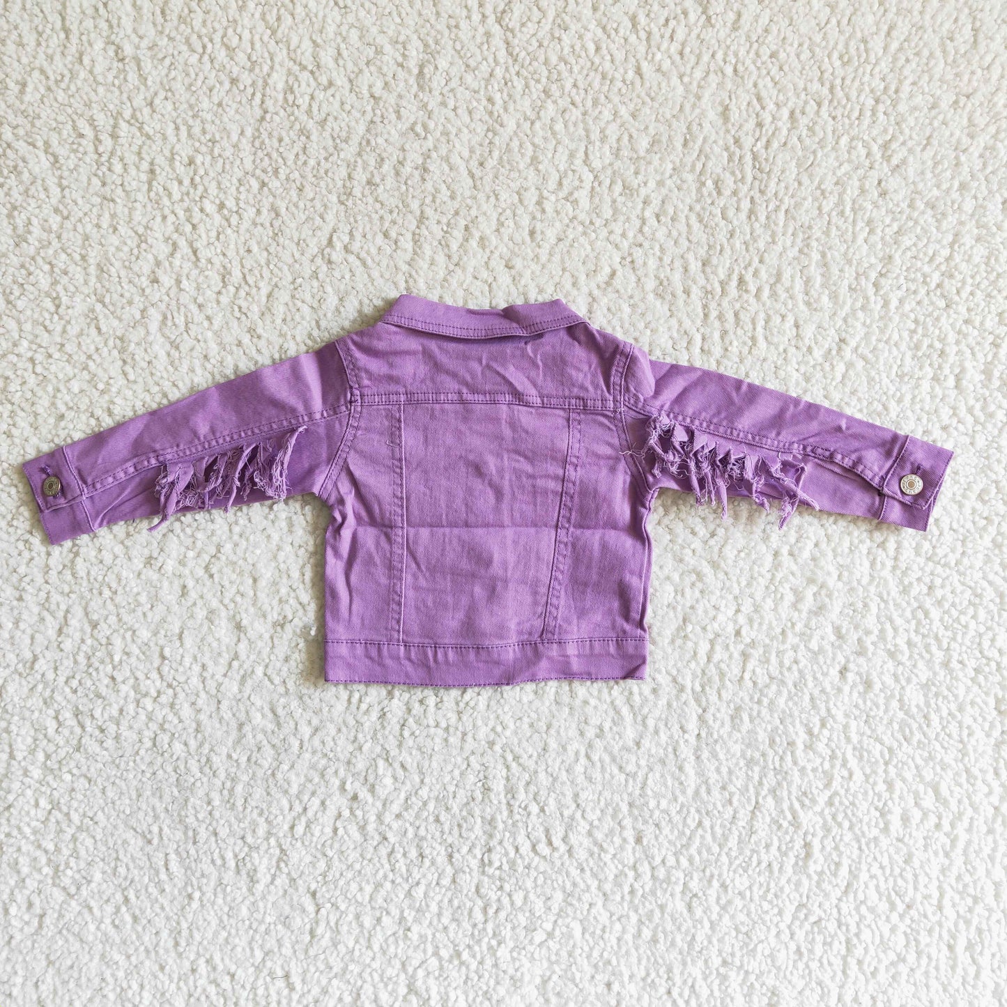 6 A32-19 Purple Long Sleeve Tassels Denim Jacket SHIPPED from US RTS Free Shipping Over 2KG