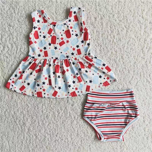 Ice cream Print Cute Bummies Set