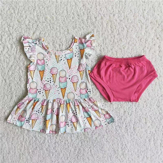 promotion A16-22 Ice Cream Print Flatter Sleeve Bummies Set