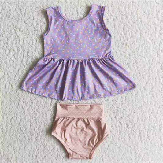 Purple Sleeveless Bummies Set
